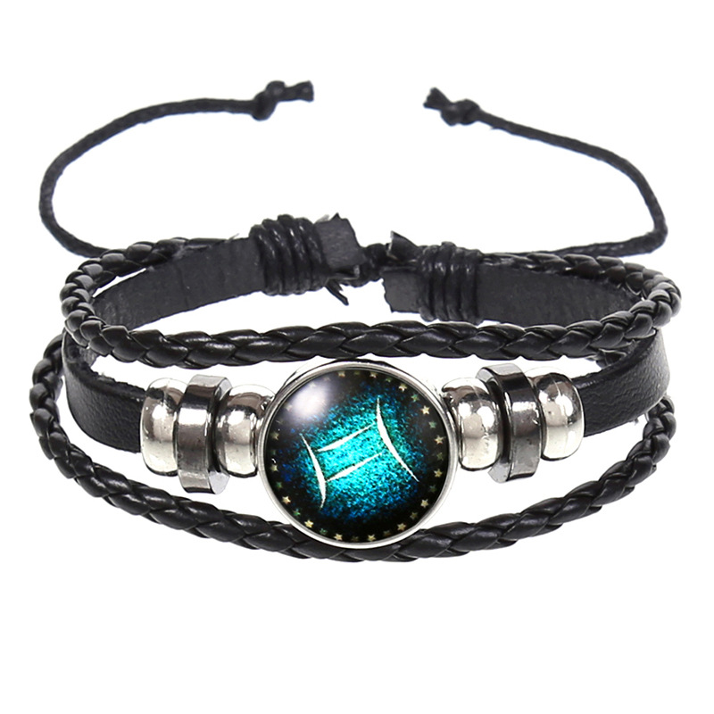 12 Constellations Vintage Leather Bracelet